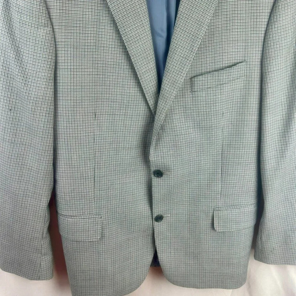 Peter Millar Sport Coat Blazer Men 42 Tall Blue Gray Micro Check Plaid‎ 2 Button - Picture 3 of 9